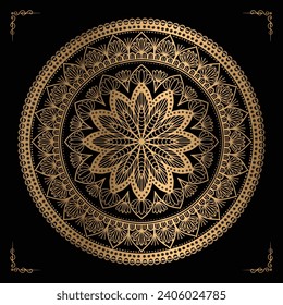  Luxury mandala design gold color Vetor