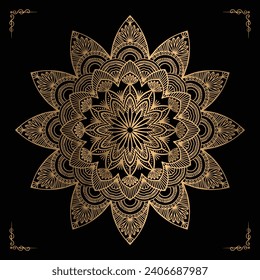  Luxury mandala design gold color Vetor