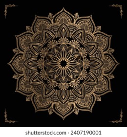 Luxury mandala design gold color Vetor