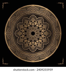 Luxury mandala design gold color Vetor