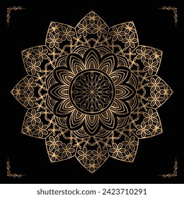 Luxury mandala design gold color Vetor