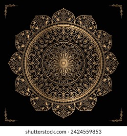 Luxury mandala design gold color Vetor