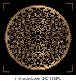  Luxury mandala design gold color Vetor