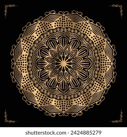  Luxury mandala design gold color Vetor