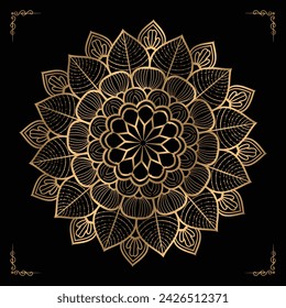  Luxury mandala design gold color Vetor