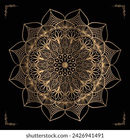 Luxury mandala design gold color Vetor