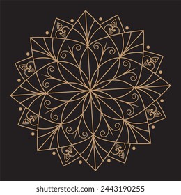  Luxury mandala design gold color Vetor