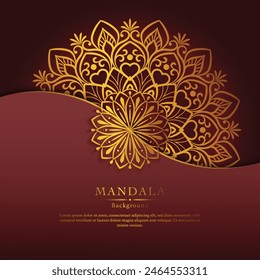 Luxury mandala design in gold color for decorations, greeting cards, fabric patterns, invitation and other printings, Black outlines also available for adult coloring book. 