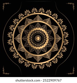 Design de mandala de luxo cor de ouro Vetor