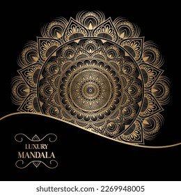 Luxury mandala design with golden ornate background, decorative mandala for print.