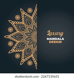 Luxury mandala design and islamic background in golden color
