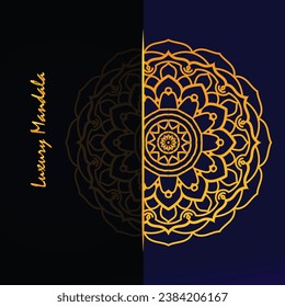 Plantilla De Diseño De Mandala De Lujo Con Fondo Atractivo, Cartón Cuadrado, Mandala Dorada, Diseño De Patrones