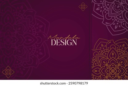 Luxury mandala design template on soft burgundy colored background
