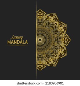Mandala de lujo Diseño vector Ilustración islámica Ornamento decorativo dorado sobre fondo negro