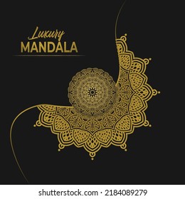 Mandala de lujo Diseño vector Ilustración islámica Ornamento decorativo dorado sobre fondo negro