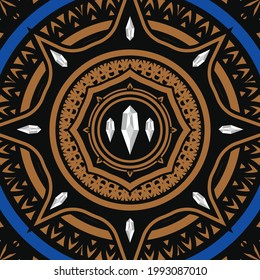 luxury mandala diamond brown blue color 