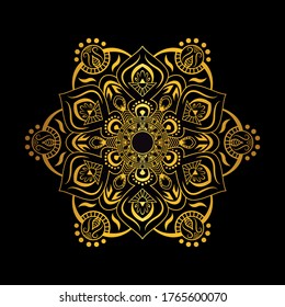 Luxury mandala gold collor background, decorative background with an elegant mandala design, Luxury Mandala Islamic Background with Arabesque Pattern, Ornamental Background 
