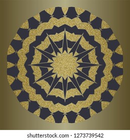 Luxury mandala with gold glitter in ethnic style. Decorative background with vintage ornament.  Oriental circular golden pattern. Arabic, Islamic, moroccan, asian, indian native african motif