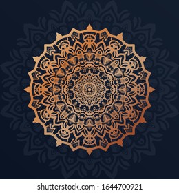 Mandala de lujo con un estilo arabesco arabesco de estilo oriental islámico dorado