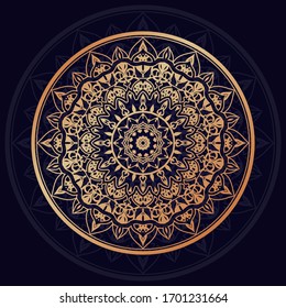 Mandala de lujo con un estilo arabesco arabesco de estilo oriental islámico dorado