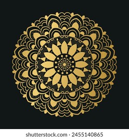 luxury mandala golden and black  
