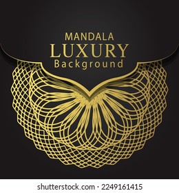 luxury mandala golden with a black background elegant design for anniversary invitation henna