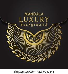luxury mandala golden with a black background elegant design for anniversary invitation henna