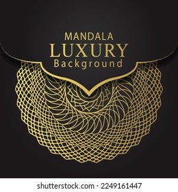 luxury mandala golden with a black background elegant design for anniversary invitation henna