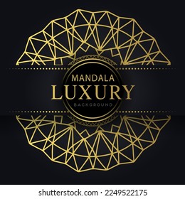 luxury mandala golden with a black background elegant design for anniversary invitation henna
