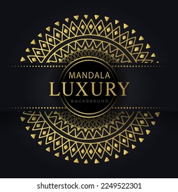 luxury mandala golden with a black background elegant design for anniversary invitation henna