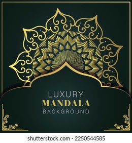 luxury mandala golden with a black background elegant design for anniversary invitation henna