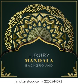 luxury mandala golden with a black background elegant design for anniversary invitation henna