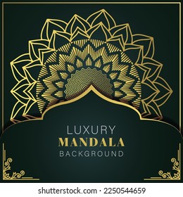 luxury mandala golden with a black background elegant design for anniversary invitation henna