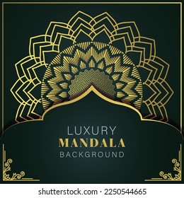 luxury mandala golden with a black background elegant design for anniversary invitation henna