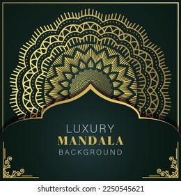 luxury mandala golden with a black background elegant design for anniversary invitation henna