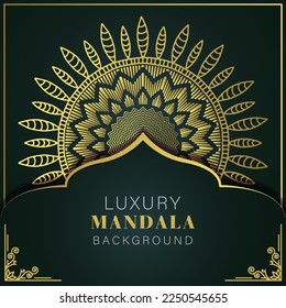 luxury mandala golden with a black background elegant design for anniversary invitation henna