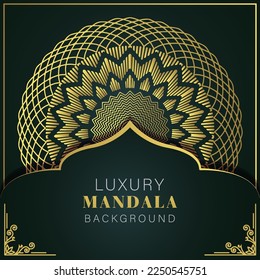 luxury mandala golden with a black background elegant design for anniversary invitation henna