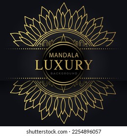 luxury mandala golden with a black background elegant design for anniversary invitation henna