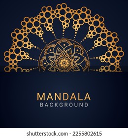 luxury mandala golden with a black background elegant design for anniversary invitation henna