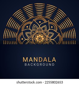 luxury mandala golden with a black background elegant design for anniversary invitation henna