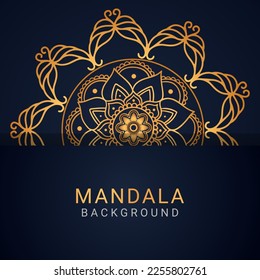 luxury mandala golden with a black background elegant design for anniversary invitation henna