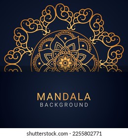 luxury mandala golden with a black background elegant design for anniversary invitation henna