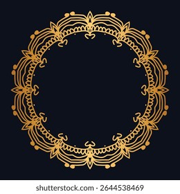 Luxury mandala golden circle frame with vintage mandala gold circular pattern	
