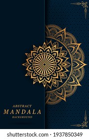 mandala de lujo con magnífico fondo de estilo de patrón arabesco para tarjeta, portada, afiche, impresión, banner, volante, folleto