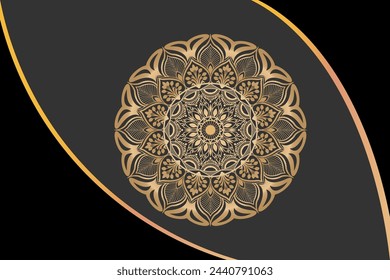 Luxury mandala Gradient golden color Vector Premium Black color Background Pattern Luxury ornamental