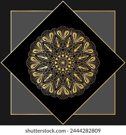 luxury Mandala Gradient golden color Islamic luxury Mandala Black color background
