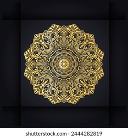 luxury Mandala Gradient golden color Islamic luxury Mandala Black color background
