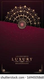 Luxury Mandala Islamic Background with
Arabesque Pattern, Ornamental Background . Wedding card, Cover.