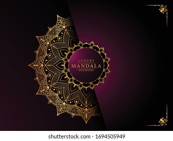 Luxury Mandala Islamic Background with
Arabesque Pattern, Ornamental Background . Wedding card, Cover.