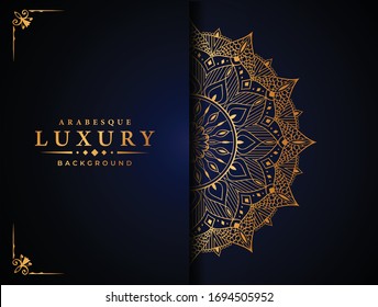 Luxury Mandala Islamic Background with
Arabesque Pattern, Ornamental Background . Wedding card, Cover.